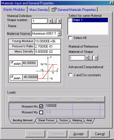Material input dialog